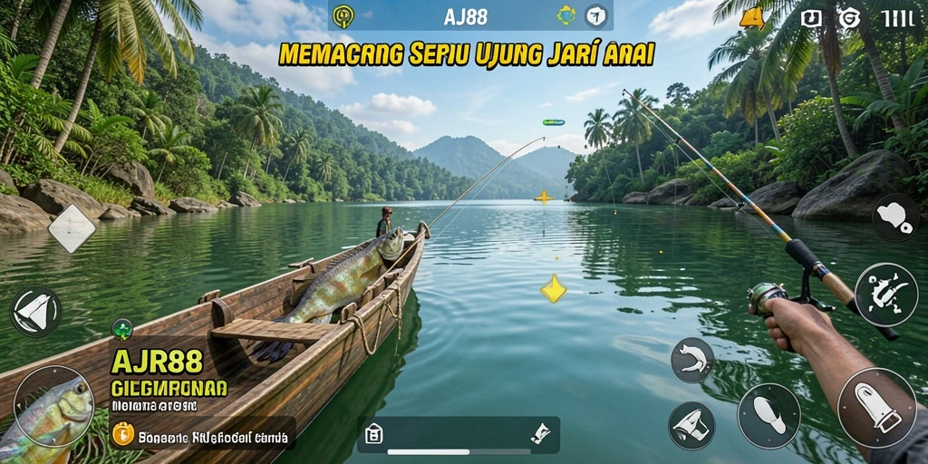 Tangkapan besar dalam gameplay AJR88 saat memancing.