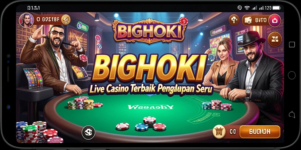 Screenshot gameplay BIGHOKI menampilkan dealer langsung yang siap berinteraksi dengan pemain.