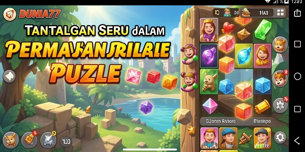 Screenshot gameplay DUNIA77 menampilkan serunya menyelesaikan puzzle.