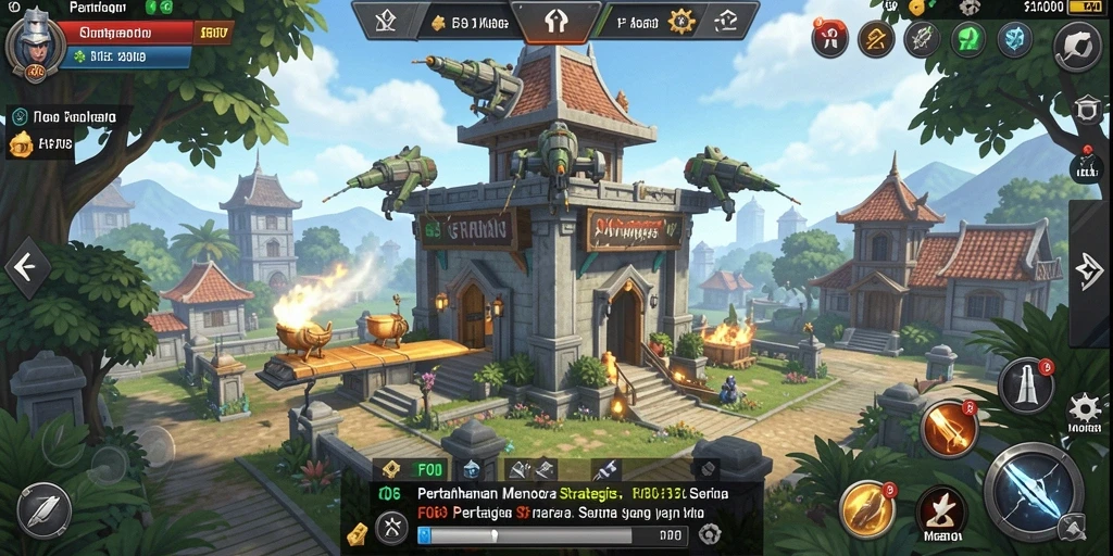 Tampilan menarik dari gameplay F08 dalam genre Tower Defense.