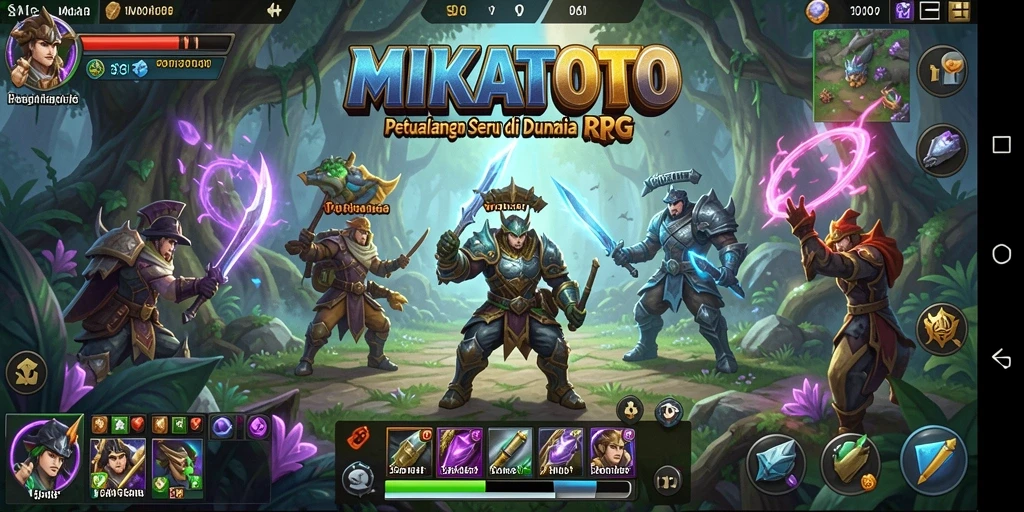 Tampilan gameplay MIKATOTO yang menampilkan pertempuran seru di dunia RPG.