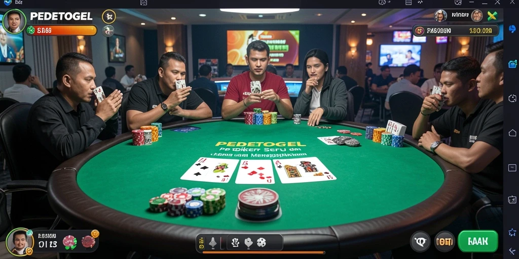 Gameplay seru di PEDETOGEL dengan suasana poker yang menegangkan.
