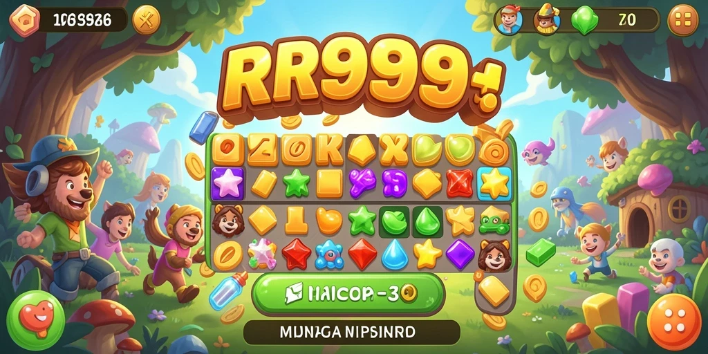 Screenshot gameplay RR999 yang penuh warna dan menarik.