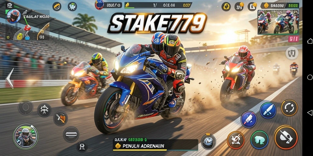 Gameplay STAKE779 yang mendebarkan dalam balapan motor.