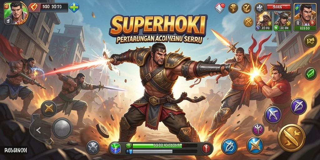 Tampilan gameplay SUPERHOKI yang penuh aksi dan tantangan mendebarkan.