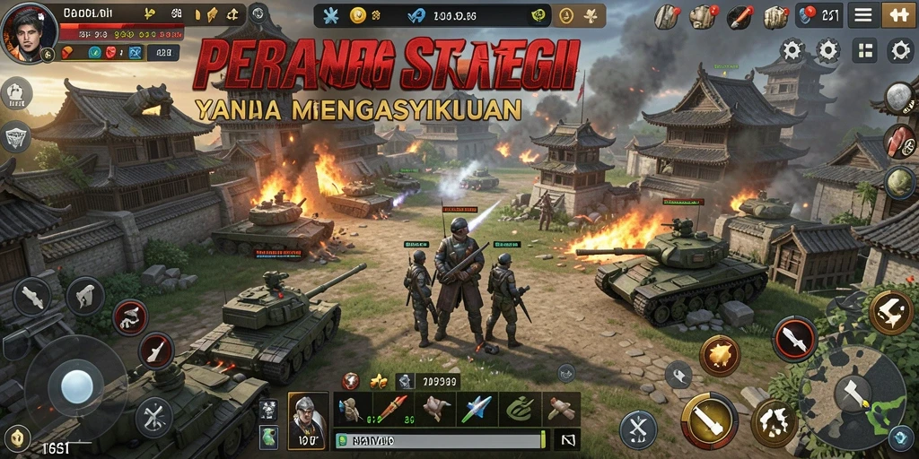 Screenshot menunjukkan pertempuran strategis dalam V21 yang menegangkan.
