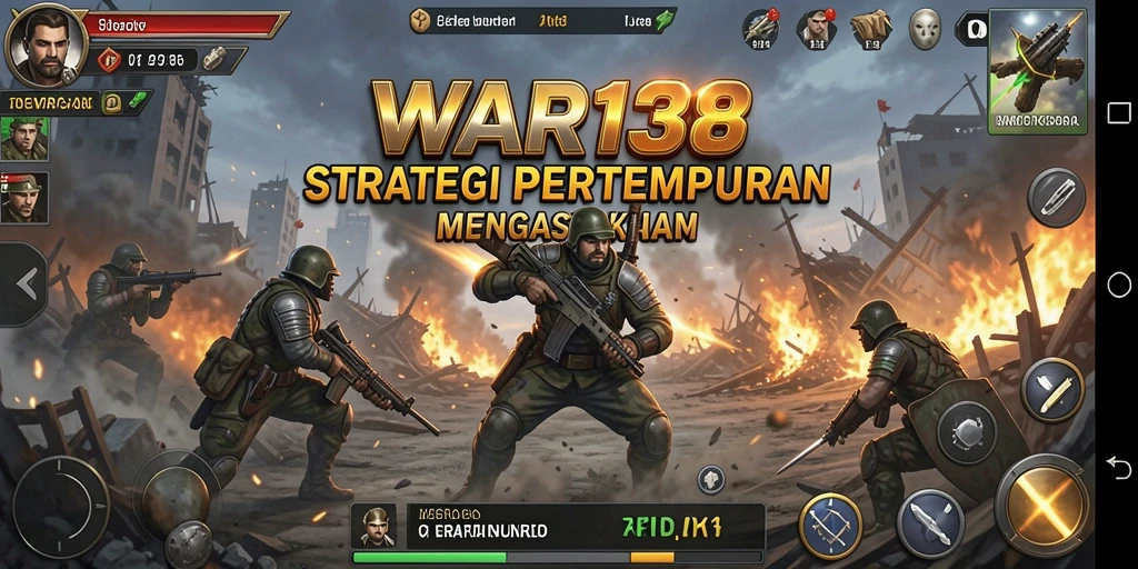 Tangkapan layar utama WAR138 menunjukkan aksi pertempuran strategis yang mendebarkan.