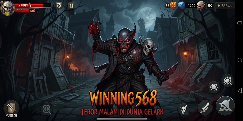 Screenshot gameplay <strong>WINNING568</strong> menunjukkan momen menegangkan saat pemain diancam oleh makhluk gelap.